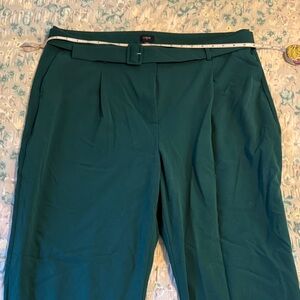 TALL J. Crew Factory Dark Teal High-Rise Tapered Trousers with Belt